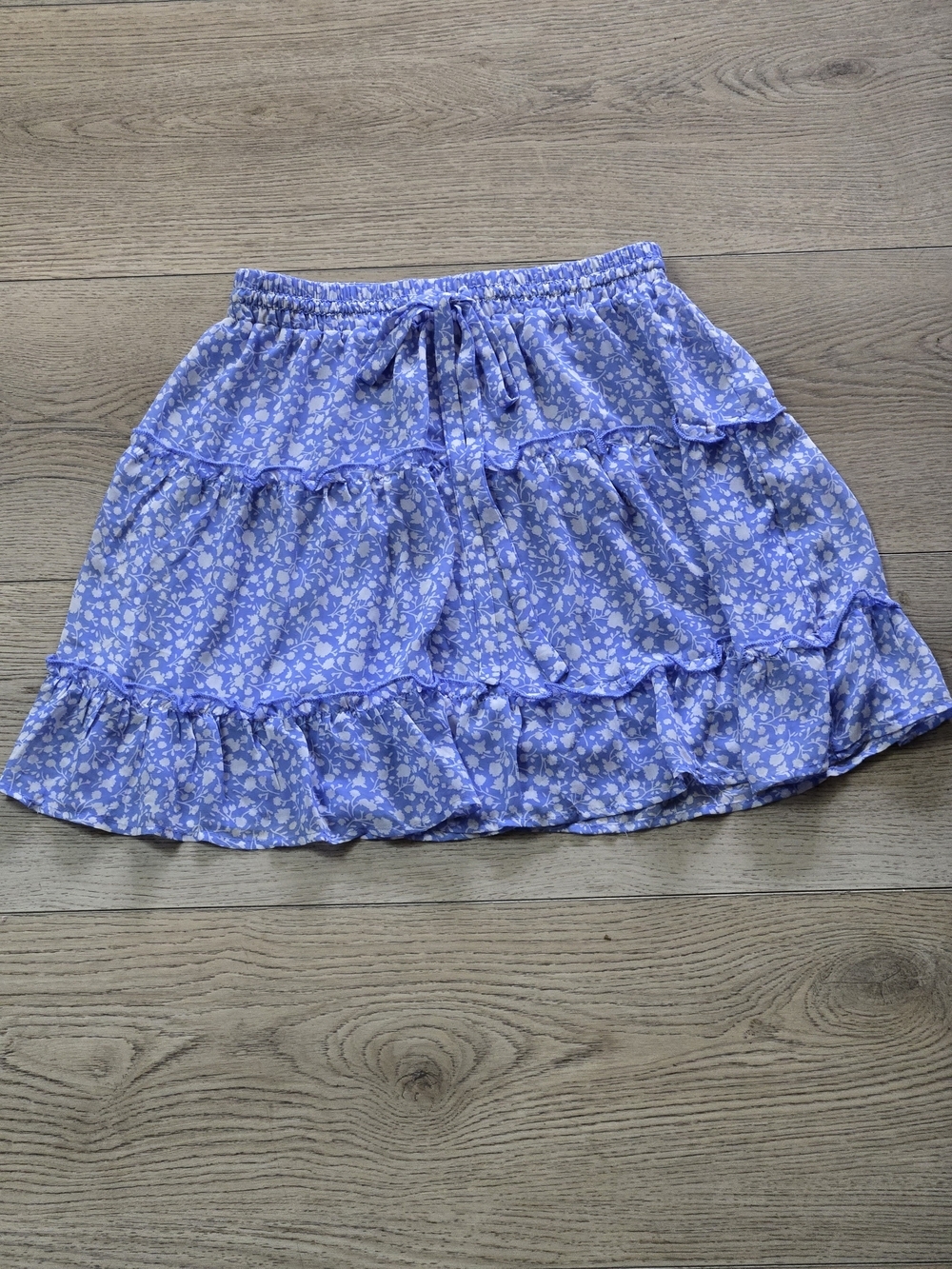 Sienna Sky Light Blue Floral Ruffle Skater Skirt